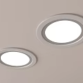 Modern White Round Recessed Downlights Mounted On Light Ceiling For Home Lighting