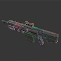 Futuristic Sci Fi Assault Rifle With Tactical Scope Metallic Body Orange Accents And Reflective Surface