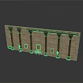Classical Brick Wall Design With Dark Columns Square Panels And Central Cabinet 3d model