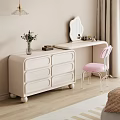 White Dressing Table With Drawers Pink Chair Transparent Legs Mirror Vase Flowers And Books