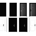 Modern Black And White Security Doors With Single Double Panel Designs And Secure Locks 3d model