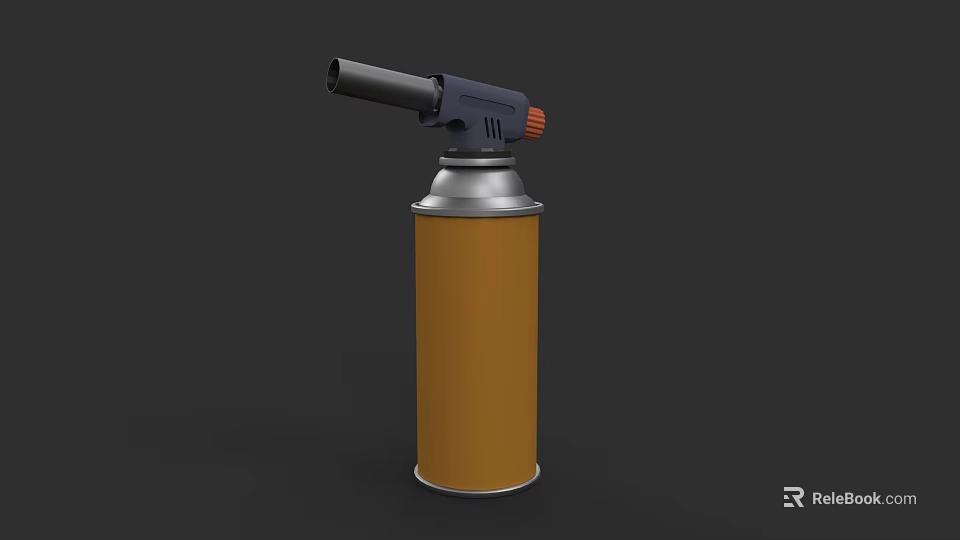 Professional Gas Blowtorch With Yellow Cylinder And Black Nozzle Design 3d model 