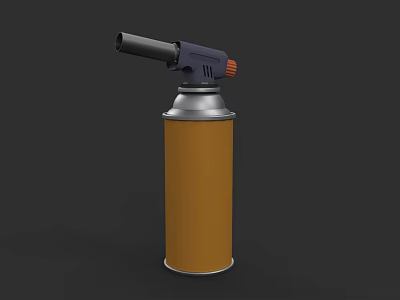 Professional Gas Blowtorch With Yellow Cylinder And Black Nozzle Design 3d model