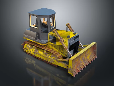 Yellow Heavy Duty Tracked Bulldozer With Steel Blade And Enclosed Cab 3d model