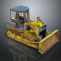 Yellow Heavy Duty Tracked Bulldozer With Steel Blade And Enclosed Cab