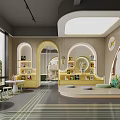 Modern Indoor Playground With Arch Design Shelves And Animal Art