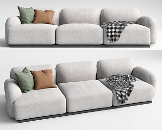 Modern three-seat sofa multiplayer sofa 3d model