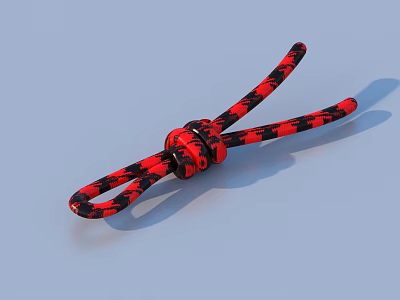 Red And Black Braided Bow Shaped Decorative Ornament With Unique Pattern 3d model