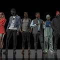 Diverse Group of People Standing Together With Various Clothing Styles Against Black Background