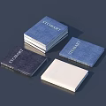 Colorful Standard Books Collection With Blue Dark Blue White Covers Stacked Together