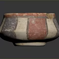 Handcrafted Sculptural Ceramic Bowl With Red White Purple Stripes And Traditional Design