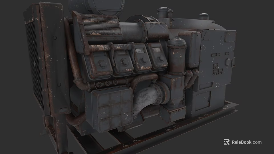 Heavy Duty Industrial Equipment With Control Panels Metal Pipes And Mechanical Components 3d model 