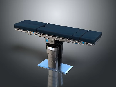 Modern Medical Surgical Table With Blue Padded Top And Stainless Steel Frame 3d model