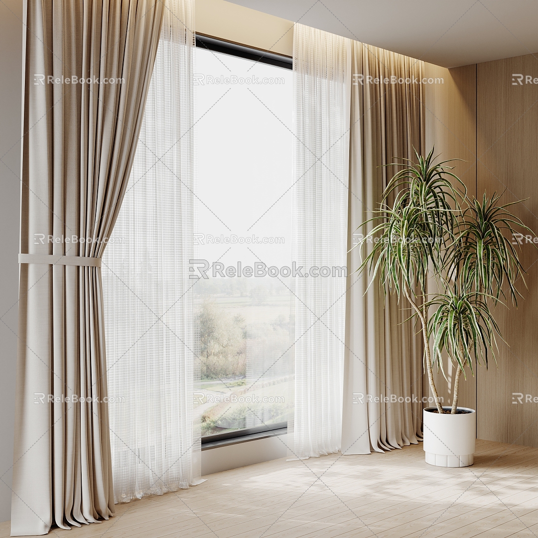 General Curtain Curtain Cloth Curtain 3d model