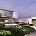 Modern Entrance Gate Design With Covered Canopy Street Lights And White Building