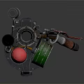 Mechanical Equipment With Complex Black Red Metal Structure And Intricate Design