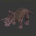 Realistic Triceratops Dinosaur 3D Model With Three Horns Frill And Detailed Skin Texture