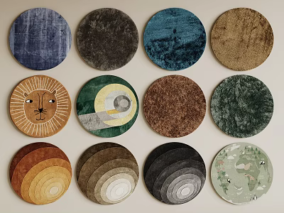 Stylish Round Rugs With Various Colorful Patterns And Designs For Home Decor 3d model