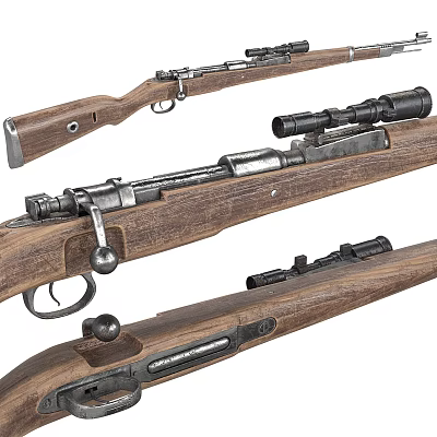 Military Rifles With Wooden Stocks And Sniper Scopes 3d model Military Rifles With Wooden Stocks And Sniper Scopes 3d model