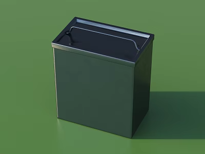 Dark Green Wrought Iron Storage Container With Metallic Edge 3d model