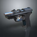 Modern Tactical Pistol Featuring Black Frame Silver Barrel And Textured Grip Design 3d model