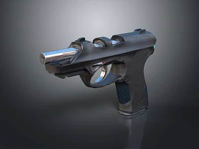 Modern Tactical Pistol Featuring Black Frame Silver Barrel And Textured Grip Design 3d model