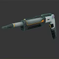 Futuristic Sci-Fi Weapon Modern Metallic Pistol With Orange Accents And Ergonomic Design