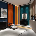 Modern Specialty Store Interior With Display Shelves Decorative Items And Green Plants
