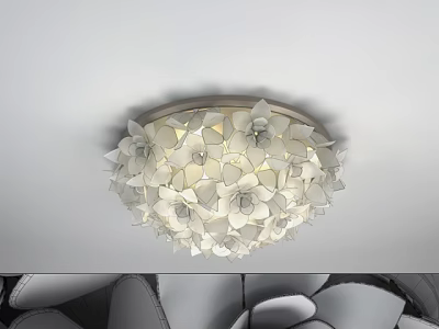 Modern Flower Shaped White Ceiling Light With Decorative Petals For Home Interior 3d model