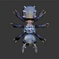 3D Model Spider With Blue Purple Gradient Body And Crystal Like Back Structures