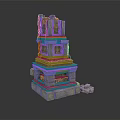 Modern Exhibition Space Showcasing Ancient Stone Pagoda 3D Model With Scattered Blocks