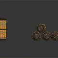 Woven Storage Boxes In Orange Brown Color With Straps For Home Organization Use