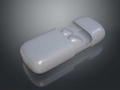 White Wireless Earbuds Open Charging Case for Computer Accessories with Sleek Smooth Surface 3d model