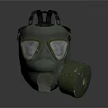 Fire Equipment Green Gas Mask With Transparent Lenses And Filter Canister