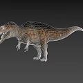 Realistic Dinosaur 3D Model With Colorful Skin And Sharp Teeth On Black Background