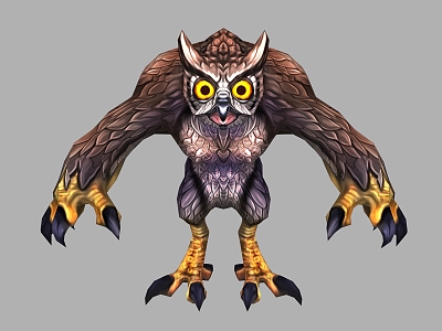 Modern game character owl 3d model