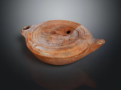 Vintage Brown Terracotta Tea Ware With Intricate Carved Patterns And Handle 3d model