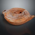 Vintage Brown Terracotta Tea Ware With Intricate Carved Patterns And Handle