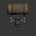 Game Movie Character With Mechanical Arms Supporting Rolled Body And Canister Base
