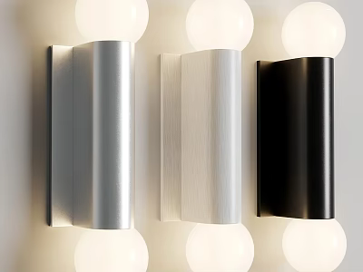 Modern Metal Wall Lamps With Silver Black Finishes And Round Globe Shades 3d model