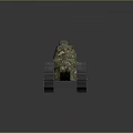 Vintage Military Tank With Camouflage Paint Number 35 And Metal Tracks