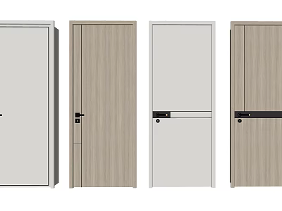 Modern Hinged Door Designs With Wooden And White Panel Finishes For Home 3d model