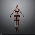 3D Female Character Model With Brown Bikini Top Shorts And Straps Design