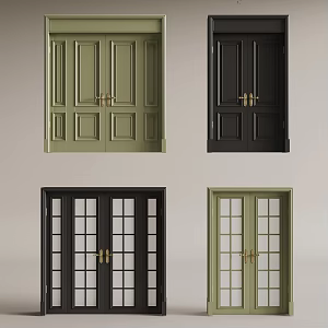 French double door entry door 3d model