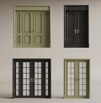 French double door entry door 3d model