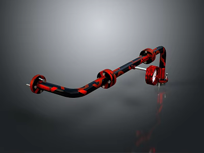 Industrial Mechanical Equipment With Long Black Frame And Red Roller Components 3d model