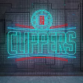 Decorative Neon Light With CLIPPERS Text LA Logo Red And Blue Grid Pattern Design 3d model