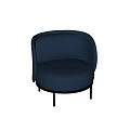Modern Navy Blue Accent Chair With Rounded Back Seat Cushion And Black Metal Frame