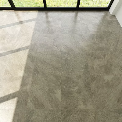Grey Textured Floor Tiles In Modern Space With Natural Light 3d model
