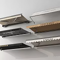 Foldable Outdoor Awnings With Scalloped Edges Black Gold Silver Colors And Coffee Text